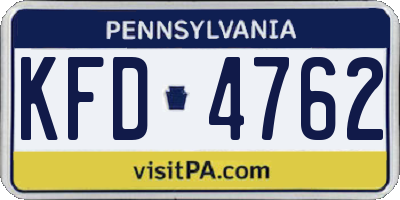 PA license plate KFD4762