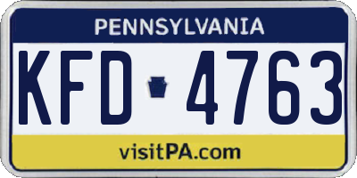 PA license plate KFD4763