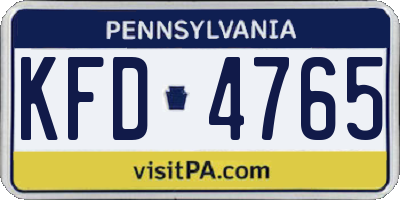 PA license plate KFD4765