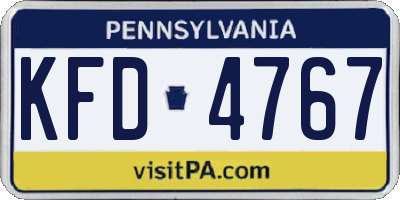PA license plate KFD4767