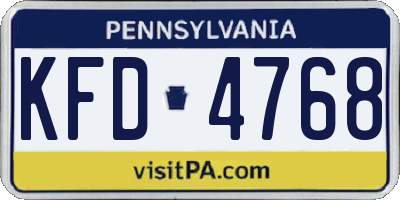 PA license plate KFD4768