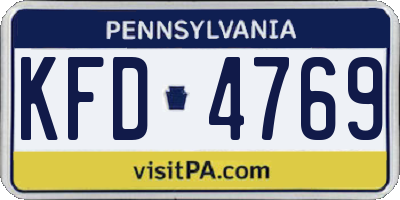 PA license plate KFD4769