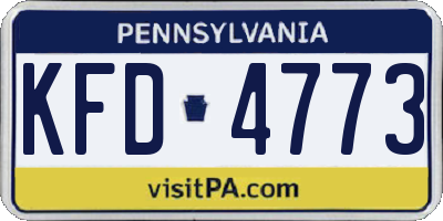 PA license plate KFD4773
