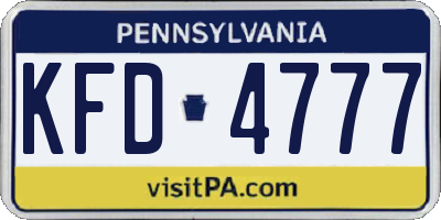 PA license plate KFD4777