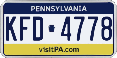 PA license plate KFD4778