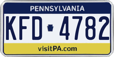 PA license plate KFD4782