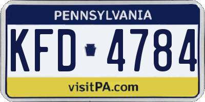 PA license plate KFD4784