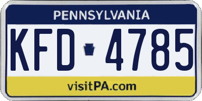 PA license plate KFD4785