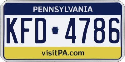 PA license plate KFD4786