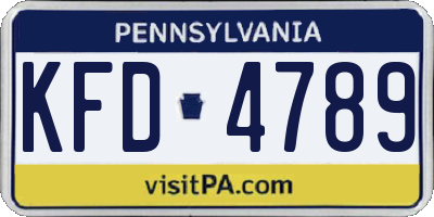 PA license plate KFD4789