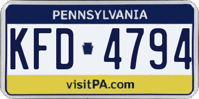 PA license plate KFD4794