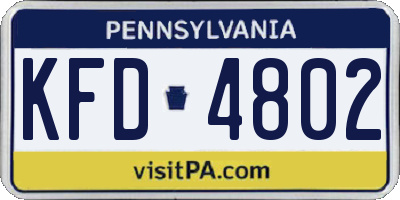 PA license plate KFD4802