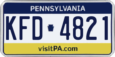 PA license plate KFD4821