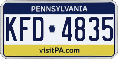 PA license plate KFD4835
