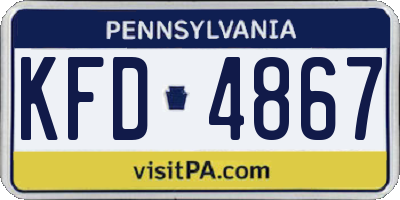 PA license plate KFD4867
