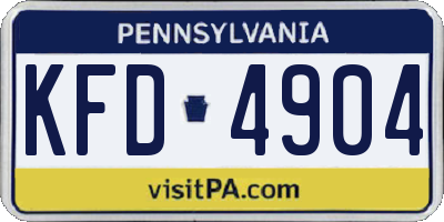 PA license plate KFD4904