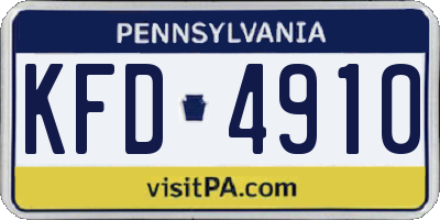 PA license plate KFD4910