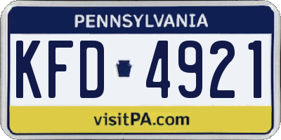 PA license plate KFD4921