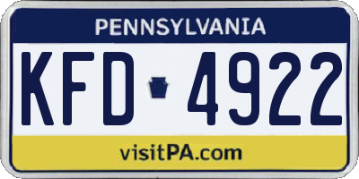PA license plate KFD4922