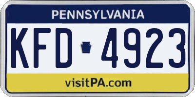 PA license plate KFD4923