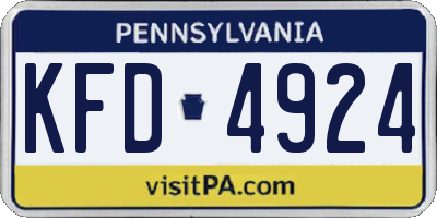 PA license plate KFD4924