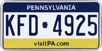 PA license plate KFD4925