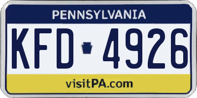 PA license plate KFD4926