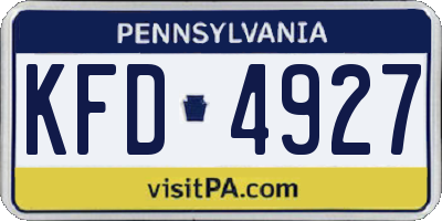 PA license plate KFD4927