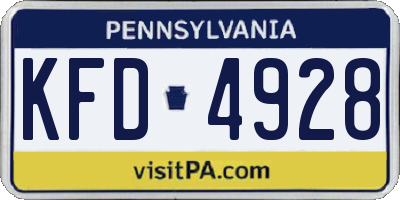 PA license plate KFD4928