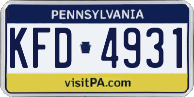 PA license plate KFD4931