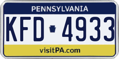 PA license plate KFD4933