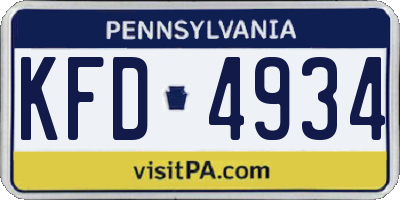 PA license plate KFD4934