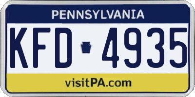 PA license plate KFD4935