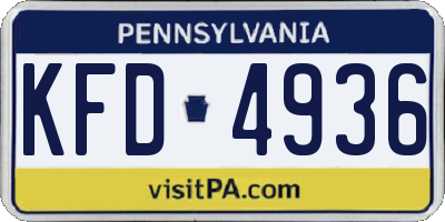 PA license plate KFD4936