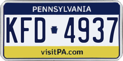 PA license plate KFD4937