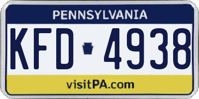 PA license plate KFD4938