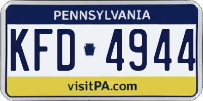 PA license plate KFD4944