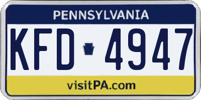 PA license plate KFD4947