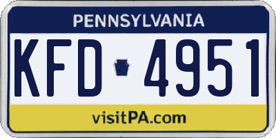 PA license plate KFD4951