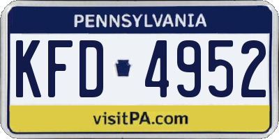 PA license plate KFD4952