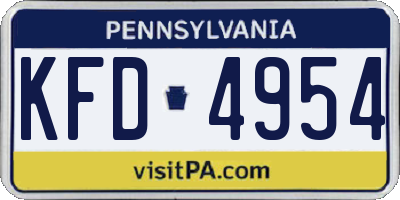 PA license plate KFD4954