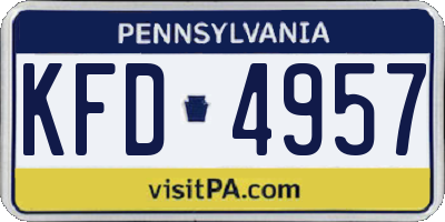 PA license plate KFD4957