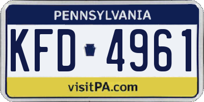 PA license plate KFD4961