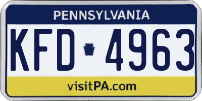 PA license plate KFD4963