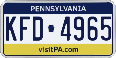 PA license plate KFD4965