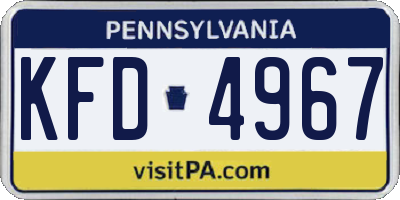 PA license plate KFD4967