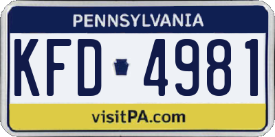 PA license plate KFD4981