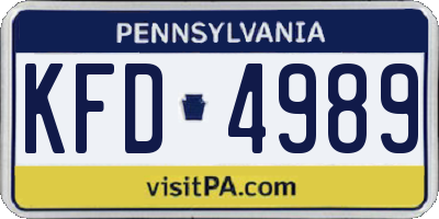 PA license plate KFD4989