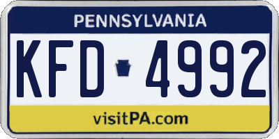 PA license plate KFD4992
