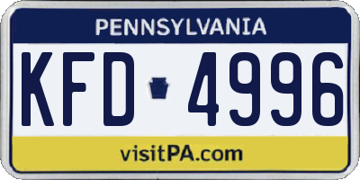 PA license plate KFD4996